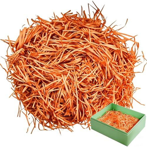 Erba pasquale, 500 g, decorazione pasquale, colore arancione, arancio, erba pasquale, materiale di riempimento, imbottitura per nido di Pasqua, carta triturata per feste, fai da te