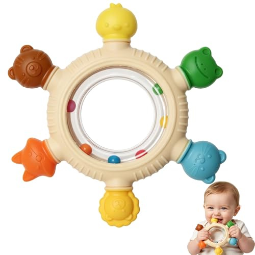 Massaggia Gengive Neonati, Giochi Dentizione Neonato, per Figure di Animali Neonati Silicone 0 3 4 6 Mesi, 6 Superficie Diverse, Senza BPA, Lavastoviglie