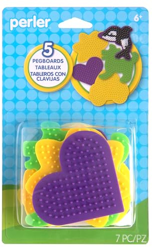 Perler Small Fun Shaped Pegboards for Fuse Beads, Assorted, 8.5 x 5.25 x 2, Pack of 5