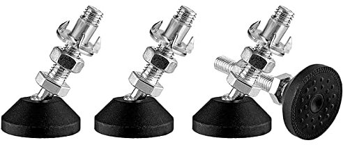 DQZE 4 Stück Stellfüße M8 x 50MM, Verstellbare Füße mit Gummi Fussteil, Stellschraube Stellteller Kann 450kg, 30° Neigungsverstellung, Stellfuß M8 für Tischbeine, Stuhlbeine, Möbelbeine.