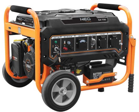 NEO TOOLS Groupe électrogène 2800 W-3000 W - Alimentation de secours - Groupe électrogène 2,8/3 kW Euro V AVR - Consommation moyenne de carburant : 2,63 l/h - Roues et poignées - Réservoir : 15 l - 4