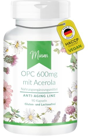 OPC 600mg mit Acerola - ANTI-AGING LINE - 90 Kapseln - Hochdosiert - 100% Vegan – Herstellung & Laborprüfung in Deutschland | MIOSAN® CLUB - Exklusives Wohlbefinden