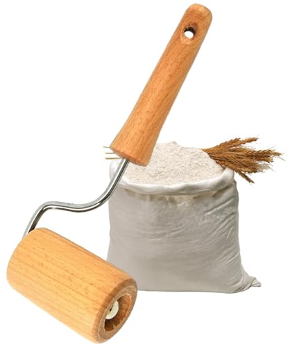 AUSYIWI Teigroller Klein 20 x 8 cm, Kinder Nudelholz Holz, Buchenholz, Mini Teigroller, Teigausroller für das Backblech und für Kinder