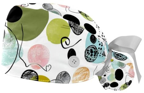 YTYVAGT 2-Pc,Gourd-Shaped Working Cap,Fisherman Hat with Buttons and Cotton Sweatband,Easter Doodle Ornamental Eggs