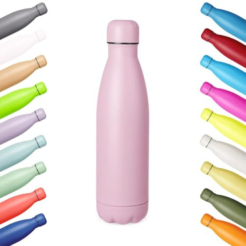 Dc Casa Borraccia Termica 500 ml – Bottiglia Isotermica in Acciaio Inox – Design Colorato e Resistente – Mantiene Caldo e Freddo – Viaggio, Ufficio, Sport, Scuola, Tempo Libero (Rosa)