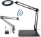 Upgrade 15 x Magnifying Glass with Light, LED Desk Lamp with Base and Clamp, 5 Colour Modes, 10 Stepless Dimmable, 84 LEDs, 4.2 Inch Diameter Real Glass Lens LED Magnifying Glasses for Reading Work