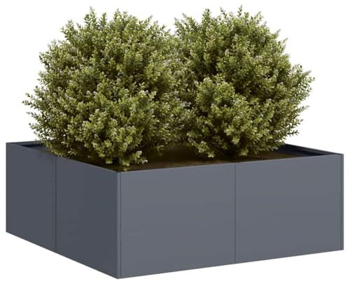 Myheimly Pflanzkübel, Pflanzschale, Garten-Garten-Pflanzkübel, Outdoor-Pflanzgefäß, Hochbeet, Pflanzgefäß Anthrazit 80x80x30 cm Stahl