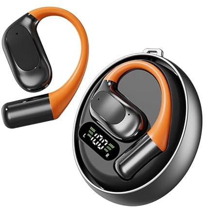 vashoy Bluetooth-hörlurar, Bluetooth 5.4 sporthörlurar, Open Ear översättningshuvudde, IPX5 vattentät, digital display LED, öppen typ, lämplig för sport/fitness/löpning (svart)