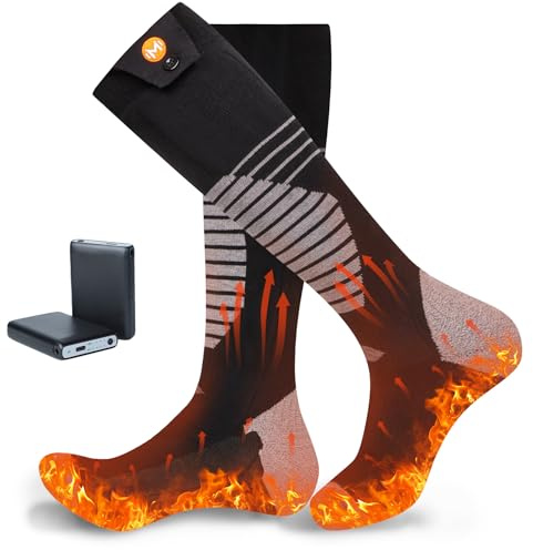 Heated Socks for Men Women, 6000mAh Battery Electric Heated Socks, Rechargeable Heating Winter Thermal Sock Foot Warmer for Outdoor Work Skiing Fishing Hunting Hiking Camping