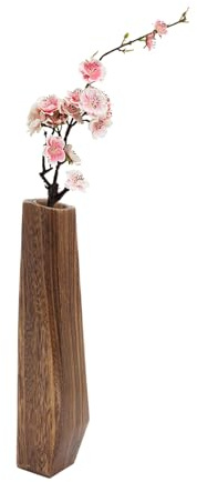 Vaso Decorativo | Vaso Alto Rustico in Legno - Decorazione per Tavolo Casa Interno Esterno Soggiorno Camera da Letto Centro Tavola Libreria Ingresso Sala da Pranzo