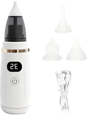 Aspirateur nasal électrique pour bébé avec 5 niveaux d'aspiration réglables et embouts en silicone, pour bébés et tout-petits, pour nettoyage du nez en toute sécurité pour les nourrissons et les