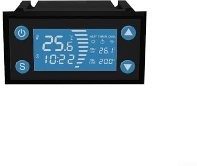 Qualoramall smart digital temperaturkontroll AC 110 V-220 V med brett intervall -40 till +120 °C ±0,5 °C noggrannhet för akvarium, reptilväxthus med vattentät sensor, svart