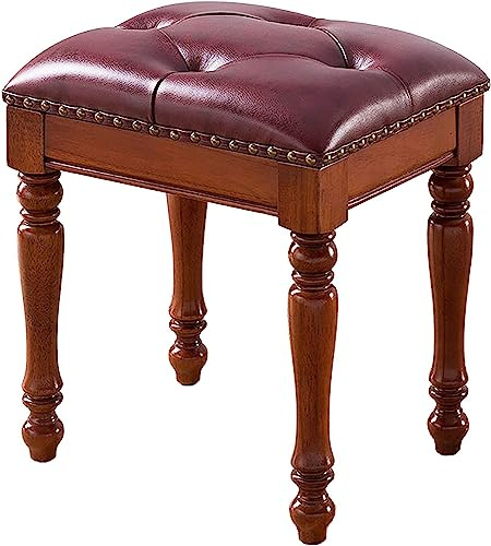 Pianopall Pianobänk Sminkbordspall Pianosits med vadderad pianopall Bänk Sminkbänk Sminkpall Vintage pianobänk i trä, rödbrun,Reddishbrown