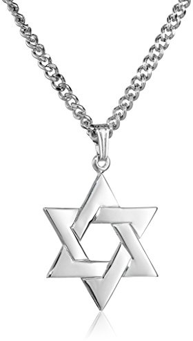 Amazon Essentials Men's Sterling Silver Star of David Pendant with Stainless Steel Chain, 24