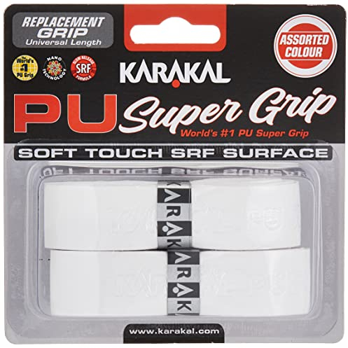 Karakal, Griffband / Griff-Tape, selbstklebend, für Badminton / Squash / Tennis / Hockey / Curling, Polyurethan, ausgezeichnete Griffigkeit, weiß, 1 Grip