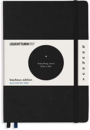 LEUCHTTURM1917 (359617) Notebook Medium (A5), Hardcover, 251 Numbered Pages, Black, Dotted, Bauhaus Edition