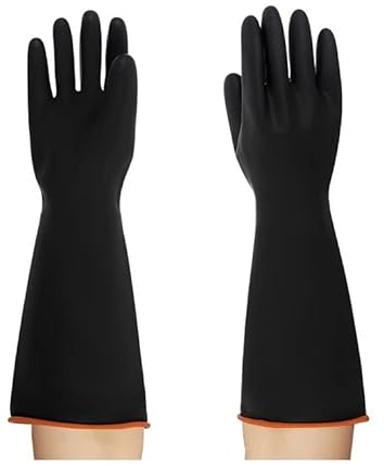 MIN-XL Guanti Resistenti a Sostanze Chimiche, Guanti in Lattice Resistenti, Resistono a Forti Acidi, Alcali e Olio (45CM)
