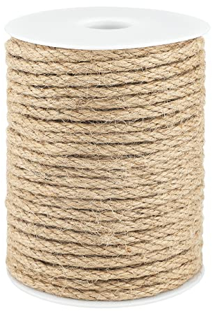jijAcraft 6MM Dicker Garten Bindfäden, 30M Hanfseil Garten Kordel, Dekokordel Schnur für Handwerk, Cat Scratch Post, Bündelung