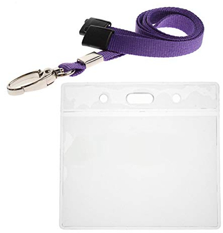 ALG ID Cards® Purple ID Card Badge Wallet - Purple Lanyard Card Wallet - Purple Wallet Lanyard Neck Strap with Metal Clip & Safety Breakaway Release for Pass Holder