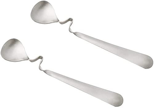 LATRAT 2 Stück Edelstahl Honiglöffel Gebogener Griff Milch Kaffee Rührlöffel Honig Marmelade Löffel Teelöffel, Edelstahl Kaffeelöffel,Honiglöffel Mit Gebogenem Griff