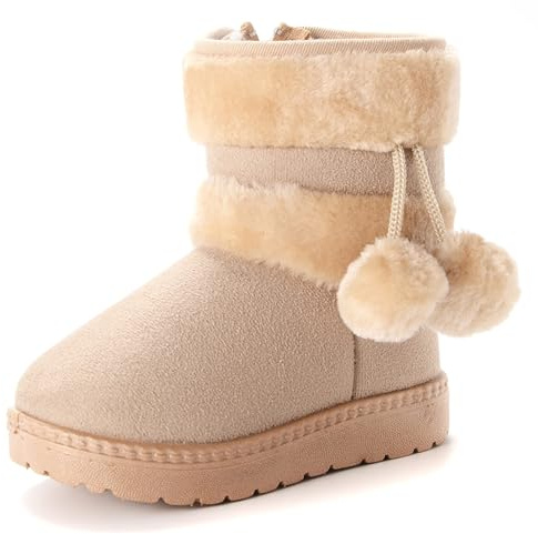 Vorgelen Bambine e Neonato Carino Stivali da Neve Morbide Fodera Calda Stivaletti Ragazze Inverno Scarponi da Sci all'aperto (152 Beige 19 EU = Etichetta 20)