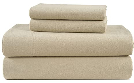 LANE LINEN Cotton Flannel Full Bed Sheets Set - Brushed for Extra Softness - Lightweight & Durable Cotton Flannel Full Sheets Set - Warm & Cozy Winter Bed Sheets with 15 Deep Pocket - Linen