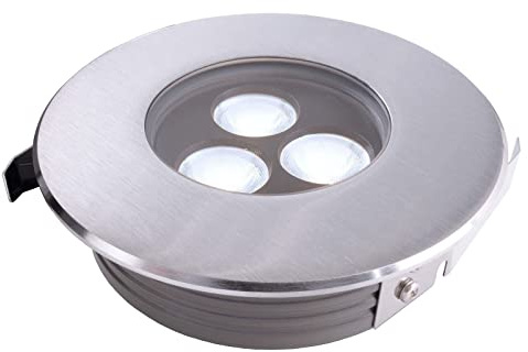 Foco LED 5 W FLAT spot 20 grados transitable, indicador de ejes, IP67, empotrable, orificio de 10 cm, suelo exterior, luz jardín, plantas, árboles, 230 V