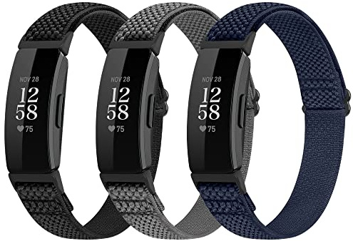 Huamanlou Adjustable Elastic Nylon Sport Bands Compatible with Fitbit Inspire 3/Inspire 2/Inspire/Inspire HR/Ace 2/Ace 3, Soft Loop Stretchy Straps Replacement Wristbands for Fitbit Inspire Women Men