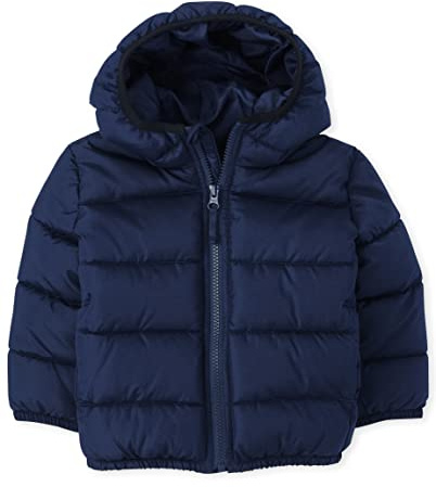 The Children's Place Baby Boys and Toddler Medium Weight Puffer Jacket, Wind-Resistant, Water-Resistant, Navy, 2T US