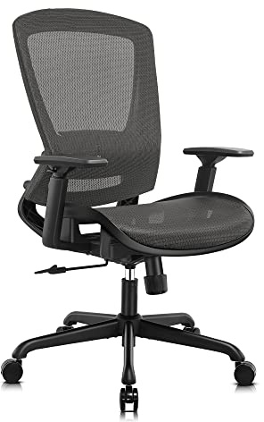 ELABEST T96 Mesh Office Chair,Ergonomic Computer Desk Chair,Sturdy Task Chair- Adjustable Lumbar Support & Armrests,Tilt Function,Comfort Wide Seat,Swivel Home Office Chair