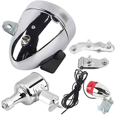 12V 6W Friction Generator Dynamo Headlight Tail Light Kit for Bicycle Motorized Bike