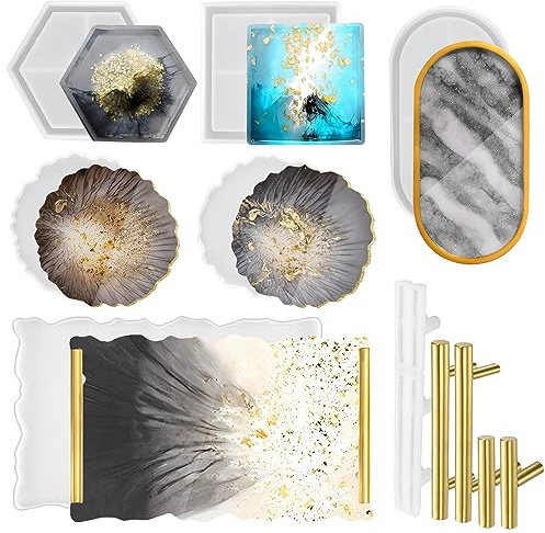 Molde de silicona, posavasos de resina epoxi, juego de bandejas de silicona, moldes de resina epoxi, molde de fundición, molde de resina para manualidades, molde de resina de moldeo irregular