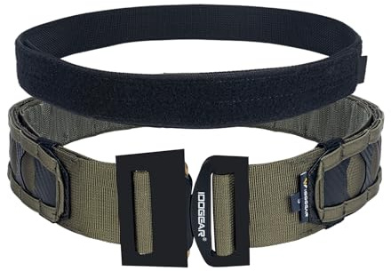 IDOGEAR Molle Battle Belt 5,6 cm Quick Release Rigger Battle Belt med 1,5 tum Inre Bälteskrok och ögla, Ranger grön, S