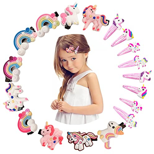 ZOCONE 18 Pinces à Cheveux pour Filles Licornes Accessoires pour Cheveux, Mignonne Barrette Cheveux Fille,Cadeau Enfant Party Licorne Pince à Cheveux de Bébé (A)