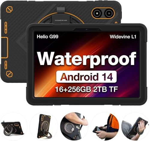 AGM PAD P2 Active Outdoor Tablet Android 14 (2024),Con custodia,Supporto Girevole a 360°,Tracolla,16 (8 + 8) GB + 256 GB,Display FHD Da 11, 50 MP+8 MP,Dual SIM 4G/5G WiFi/OTG/IP69K/Widevine
