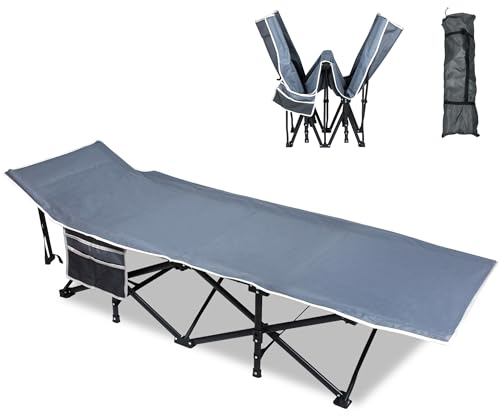 XMTECH Feldbett Klappbar Campingbett Gästebett für Erwachsene 250kg, 190 x 62 x 38cm Faltbar Camping Reisen Bett mit Transporttasche, Feldbetten für Camping Outdoor Reisen Büro Indoor