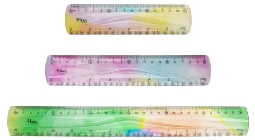3 st linjal 30 cm/20 cm/15 cm vikning, färgglad linjal, vikbar linjal studenttillbehör, flexibel linjal, okrossbar plastlinjal lämplig för skolor, kontor