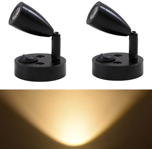 AzulLanse 2 st 12 V RV LED-spotlight liten storlek lä lampa husbil,varmvit 3000k,aluminium,för båt husvagn interiörbelysning yacht,trådbunden väggmonterad (svart)