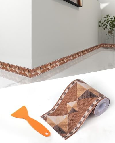 FBBULES Frise Murale Autocollante en PVC Style Naturel Moulure Murale Adhésif Bordure Papier Peint Adhesive pour Salon Chambre à Coucher Cuisine Décoration