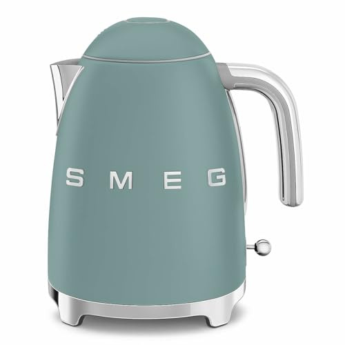 SMEG KLF03 Electric Kettle 1.7L (7 Cup), Retro Hot Water Boiler for Tea & Coffee, Fast Boiling, Auto Shut-Off, Soft Open Lid, 360° Swivel Base Countertop Kettle – Matte Jade