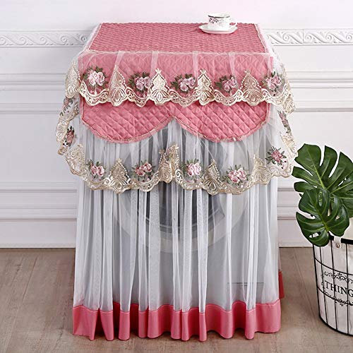 60x60x85 Cm Coperchio per Lavatrice in Pizzo Rosa, Tocco Morbido, Copertura Protettiva a Prova di Polvere con Squisito Ricamo per Casa, un Buon Assorbimento di umidità, Adatto