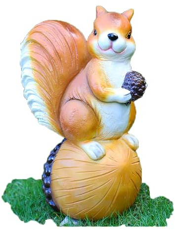 Set di Graziose Statuette da Giardino A Forma di Scoiattolo - Sculture in Resina da 12-50cm per Arrampicarsi E Tenere in Mano Noci,Statue Realistiche per Decorazioni da Esterno per Alberi/Cortile