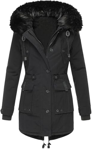 Manteaux d'hiver pour femmes, grande taille, doudoune épaisse et chaude doublée en polaire, parka, vêtements d'extérieur amples en duvet rembourré, manteaux pour femmes, Noir , 5XL