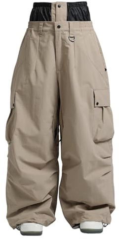 GSOU SNOW Hombres Mujeres Pantalones de Esquí Holgados Pantalones de Snowboard Baggy Pantalones de Nieve - Multibolsillos Impermeable Antiviento Transpirable Cálido