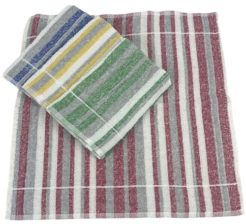 Rufino Díaz Pack de 6 paños de Cocina Rizo Algodón Listas (Gris - 50x50cm) - Súper Absorbente, Tacto Suave y Resistente