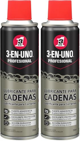 3 EN UNO Profesional Lubricante de Cadenas en Spray 250 ml – Incoloro, Alta Protección y Deslizamiento Suave (Paquete de 2)
