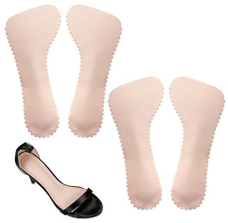 Cretty-Meet 2 Pairs Adhesive Sandal Cushion Insoles for Women, Non Slip | Comfortable Support High Heel Inserts, Strong Hold, 3/4 Invisible Adhesive Shoe Pads for Sandals, High Heels (Beige)