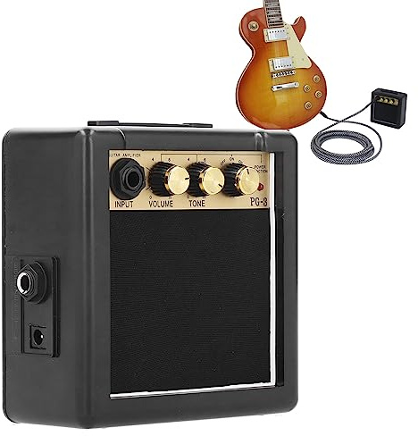 TIKATARER PG 3 3W Gitarrförstärkare, Portabel Minihögtalare för Akustisk och Elektrisk Gitarr Bas Musikinstrumenttillbehör med Volym Tonkontroll Port för Hörlurar
