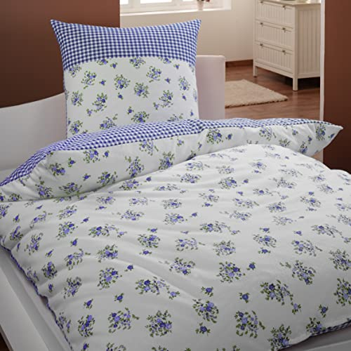 Dyckhoff 3071970400 Weichfrottier-Bettwäsche Vera 80 x 80 cm und 135 x 200 cm, blau