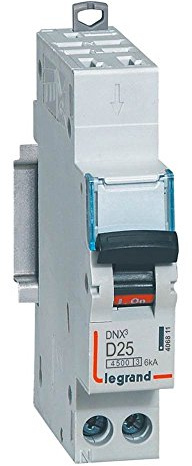 Disjoncteur 25A courbe D - 6kA - 1P+N 230V~ - auto/auto 1 module - DNX³4500